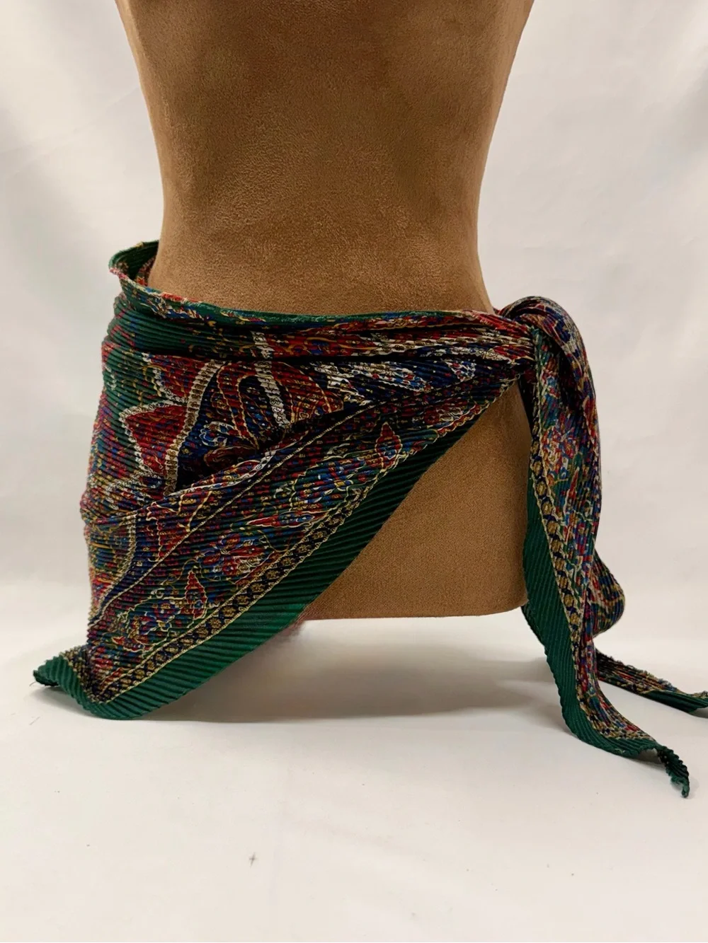 Pleated Paisley Scarf Wrap Shawl in Jewel Tones